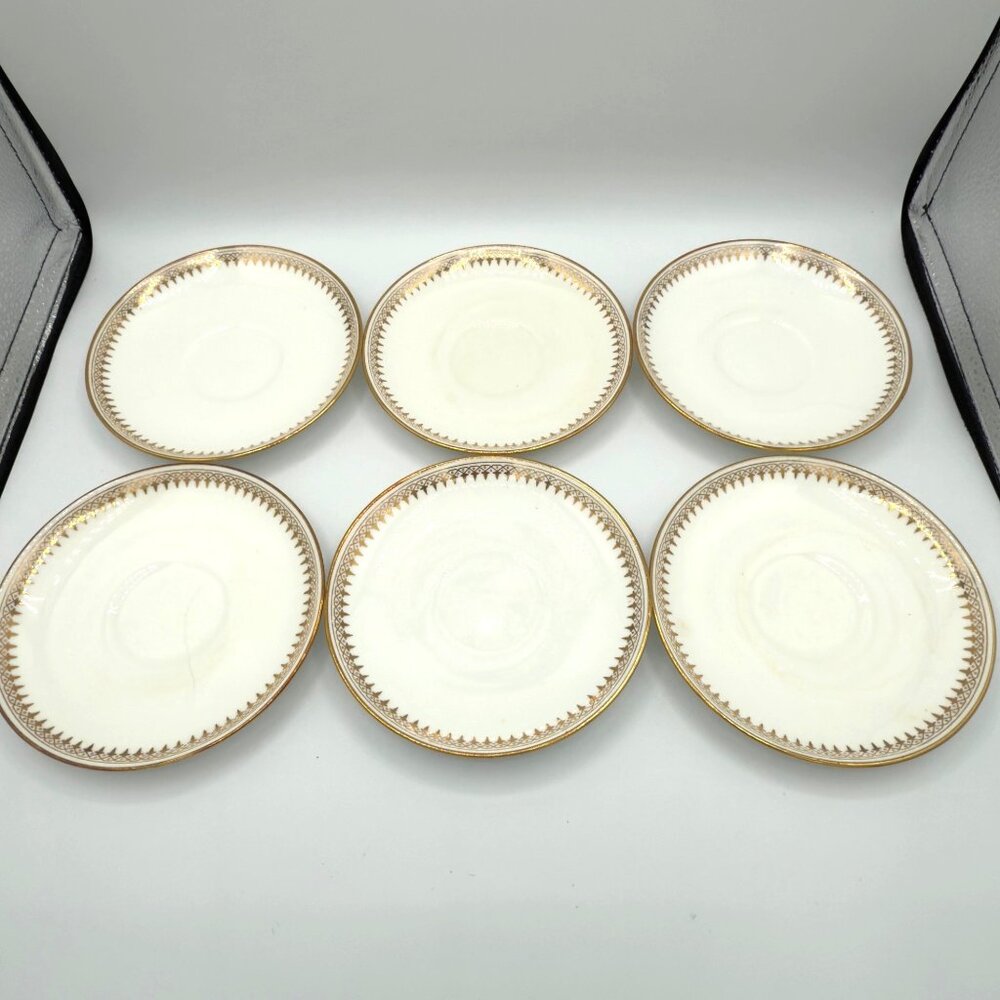 Antique Mintons Gold Gilman Collamore Fifth Ave 30th St Saucers Set of 6 NOTE